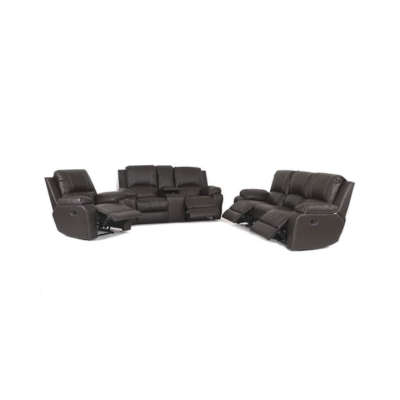 Lyla 5 action with console recliner lounge suite- genuine leather- brown