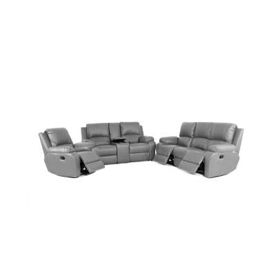 Lyla 3 action with console recliner lounge suite- leather upper- java