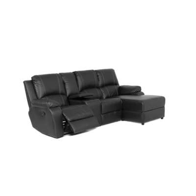 Lyla 1 action l-shape recliner- leather upper- black