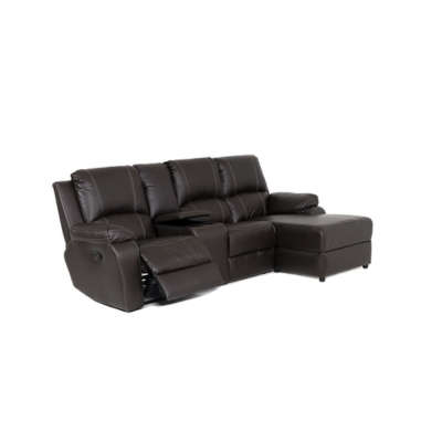 Lyla 1 action l-shape recliner- leather upper- brown