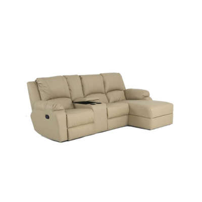 Lyla 1 action l-shape recliner- leather upper- mushroom