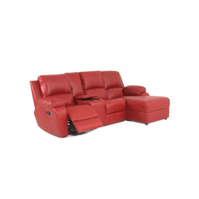 Lyla 1 action l-shape recliner- leather upper- red