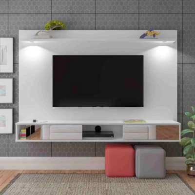 Modern floating wall unit- white with led lights