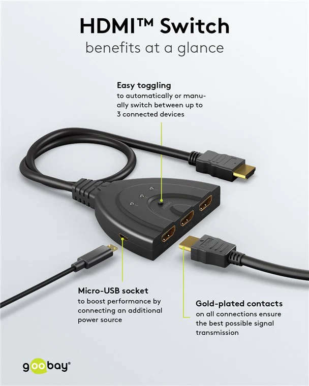Goobay HDMI Switch 3 to 1 (4K @ 60 Hz)