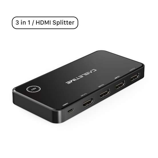 CableTime CP31B 3 IN 1 Out HDMI Switch - Space grey