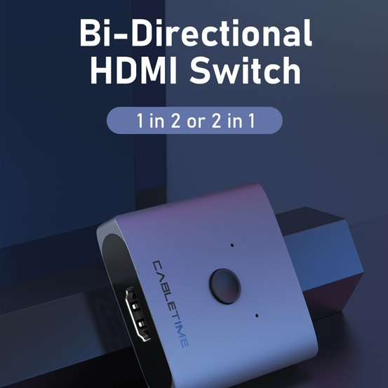CableTime CP30G 4K 60Hz HDMI 2.0 Switch 2 Out - Grey