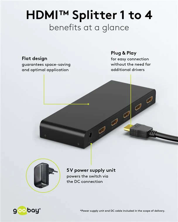 Goobay HDMI Splitter 1 to 4 (4K @ 30 Hz)