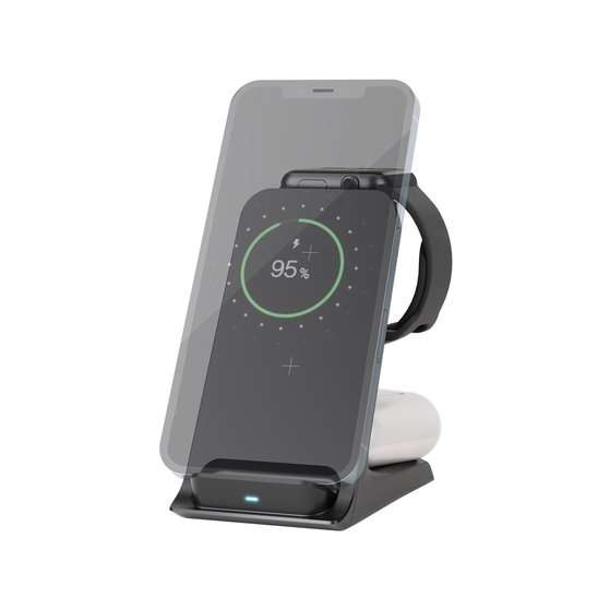 Goobay 3-in-1 Wireless Qi Charger - Black