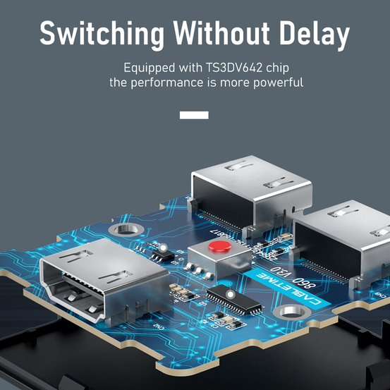 CableTime CP30G 4K 60Hz HDMI 2.0 Switch 2 Out - Grey