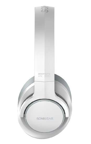 SonicGear Airphone ANC 3000 Active Noise Cancelling Headphone  White/Light Grey