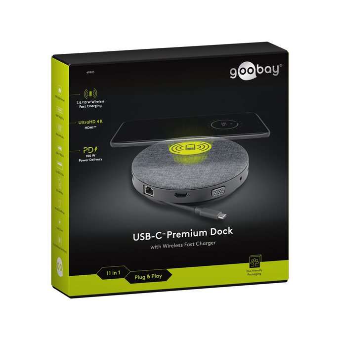 Goobay USB-C 11 in 1 Multiport Dock with Wireless Fast Charging and Power Delivery 100 W