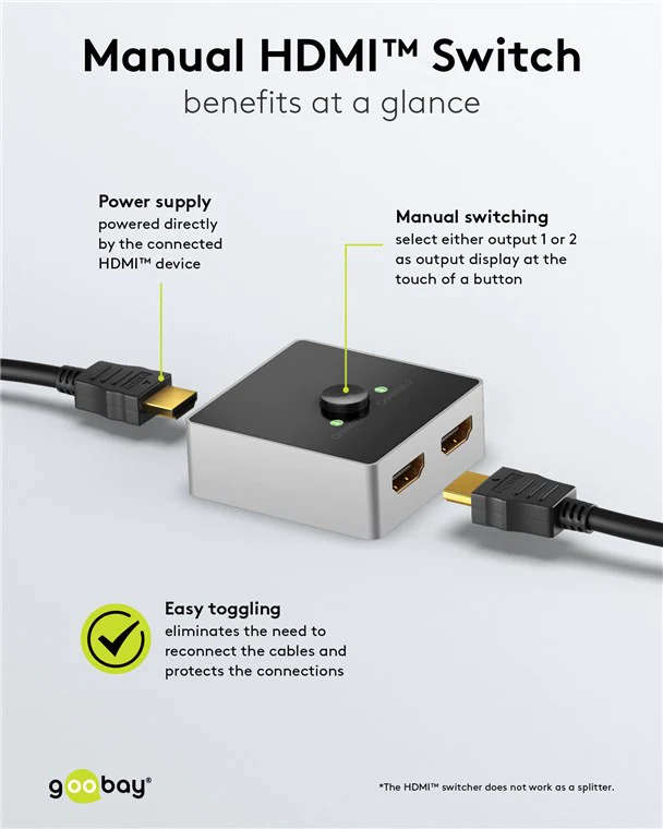 Goobay Manual HDMI Switch 2 to 1 (4K @ 60 Hz)