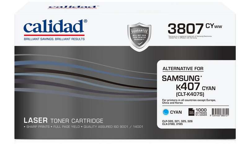 Calidad 3807-CYWW Cyan Toner alternative for SAMSUNG K407