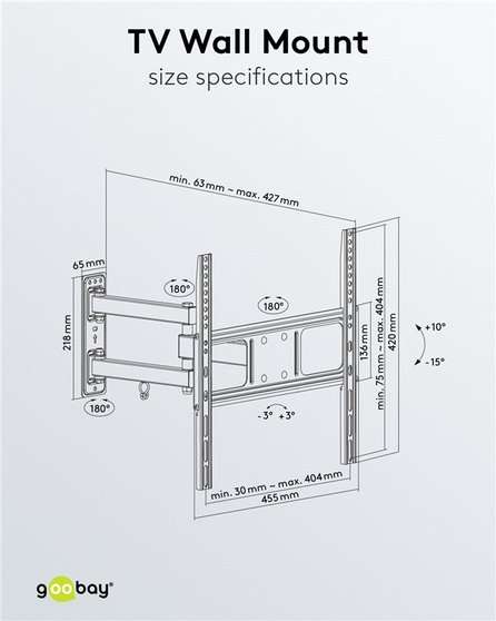 Goobay TV wall mount Basic FULLMOTION (M) for TVs from 32" to 55"