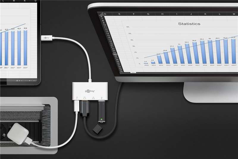 Goobay USB-C Multiport Adapter (HDMI + Ethernet, PD) - White