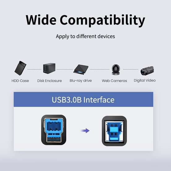 CableTime CA12L PVC USB3.0 AM TO BM Printer 2M Cable