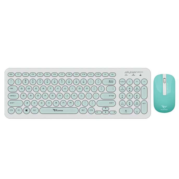 Alcatroz A2000 Jellybean Wireless Keyboard and Mouse Combo - White/Mint
