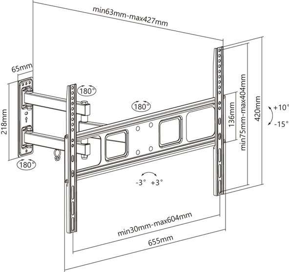Goobay TV wall mount Basic FULLMOTION (L) for TVs from 37" to 70"