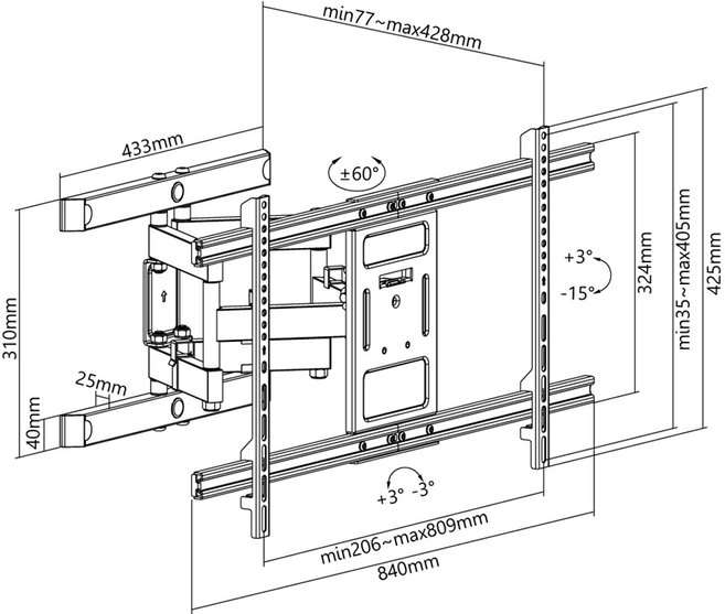 Goobay TV wall mount Basic FULLMOTION (XL) for TVs from 43" to 100"