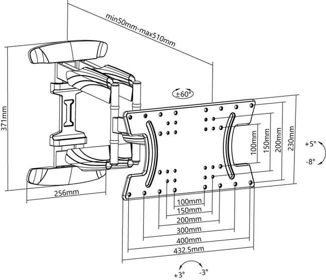 Goobay TV wall mount OLED FULLMOTION (L) for TVs from 37" to 70"