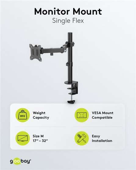 Goobay Monitor Mount Single Flex for Monitors between 17" and 32"