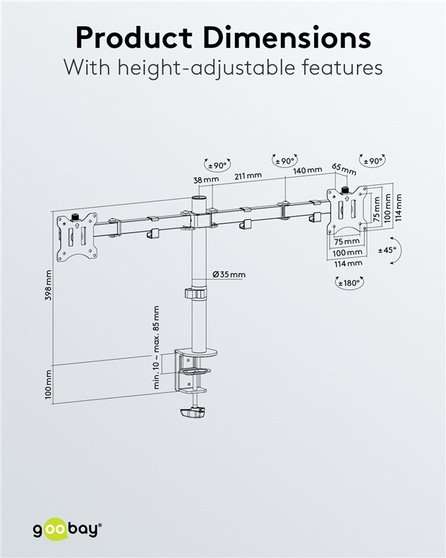 Goobay Dual Monitor Mount Flex for Monitors between 17" and 32"