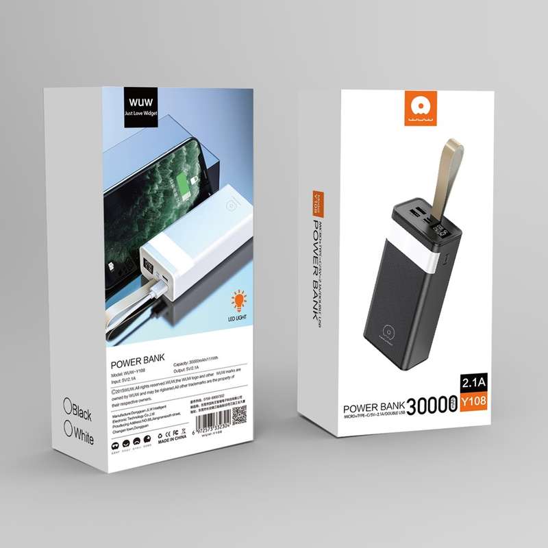 WUW-Y108 W/LED 30 000mAh Power Bank