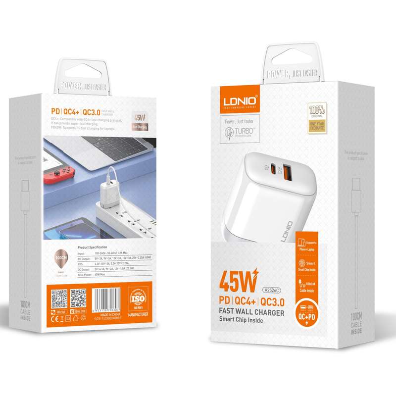 LDNIO A2526C PD 45W QC3.0 - iPhone
