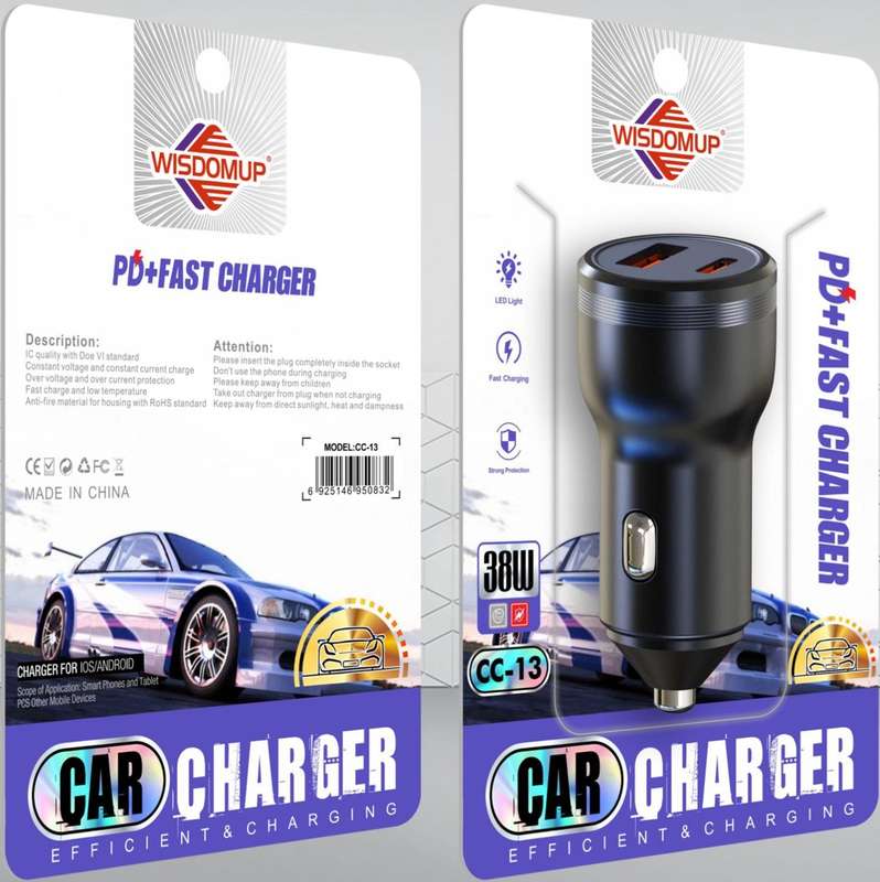 WisdomUp CC-13 USB+Type-C 38W Car Charger