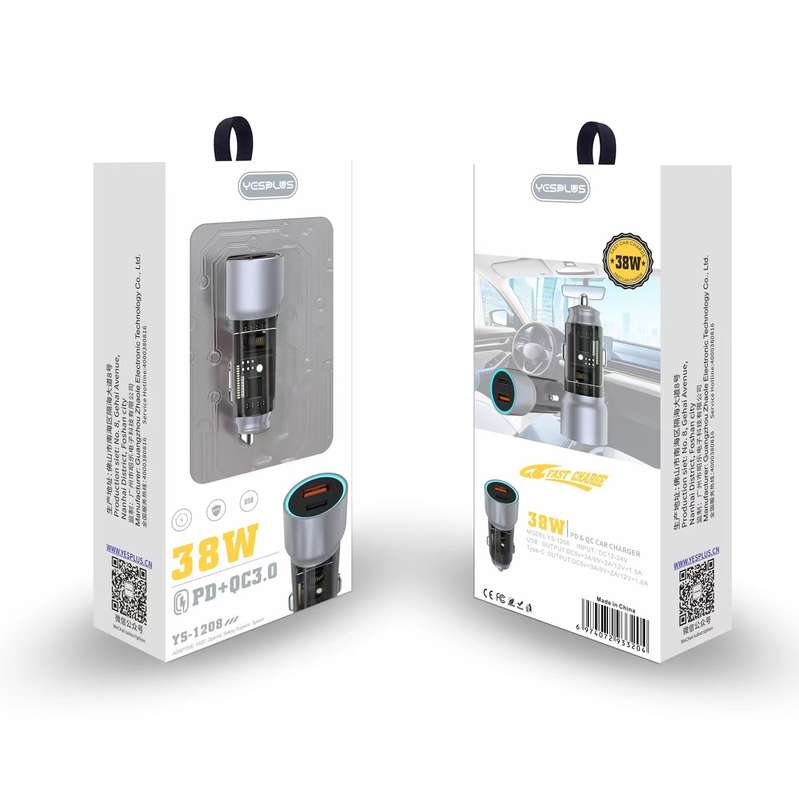 YESPLUS YS-1208 PD+QC 38W Car Charger