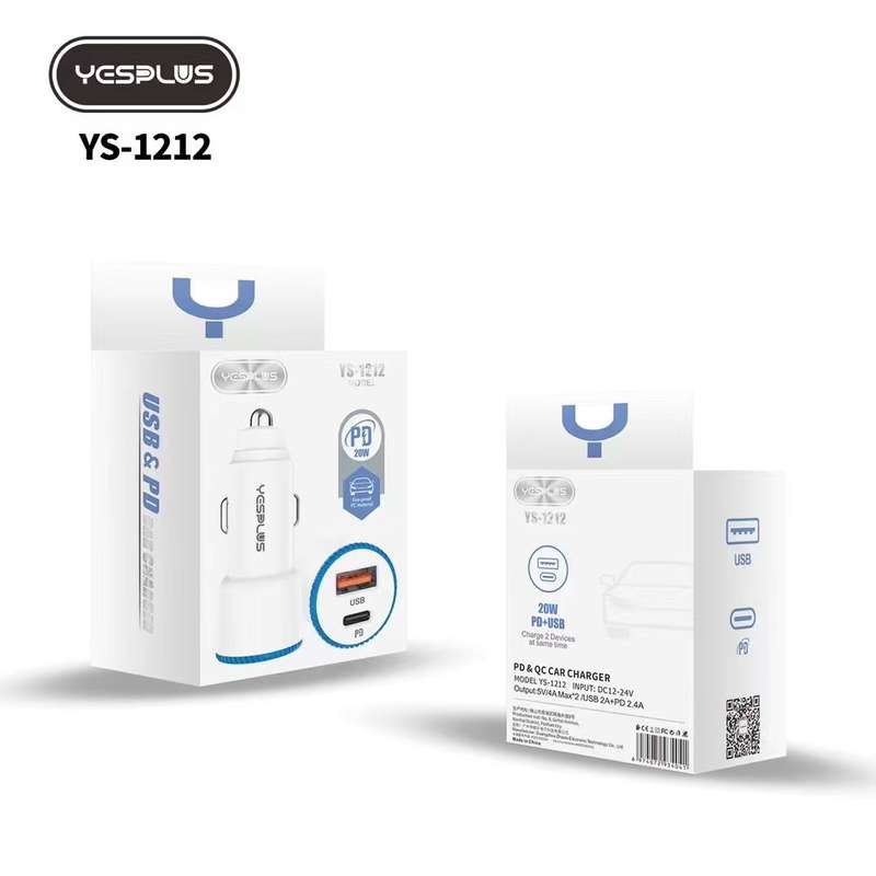 YESPLUS YS-1212 PD 20W 2A USB Car Charger