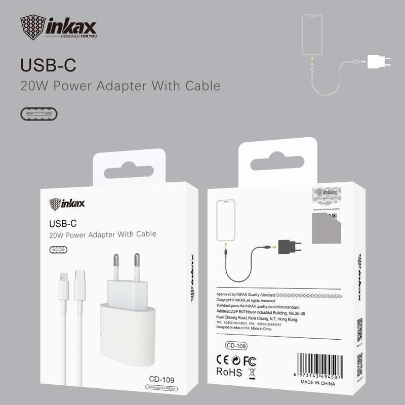 Inkax CD-109 PD 20W Charger - Type-C~iPhone