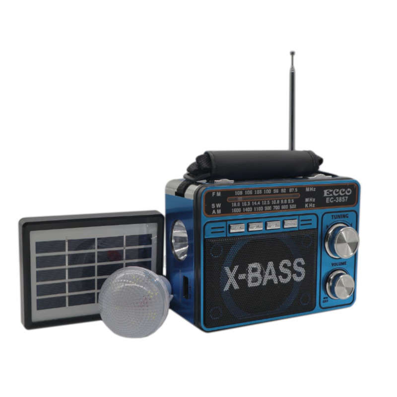 Ecco EC-3857 Mp3/FM/AM/USB Solar Portable Radio W/Light