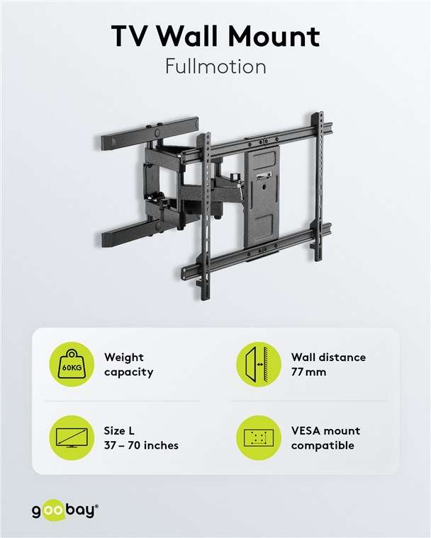 Goobay TV wall mount Pro FULLMOTION (L) for TVs from 37" to 70" up to 60kg