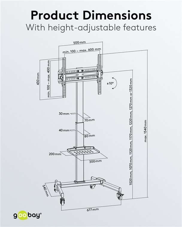 Goobay TV Presentation Stand Basic (Size L) for TVs or monitors between 37" and 70"