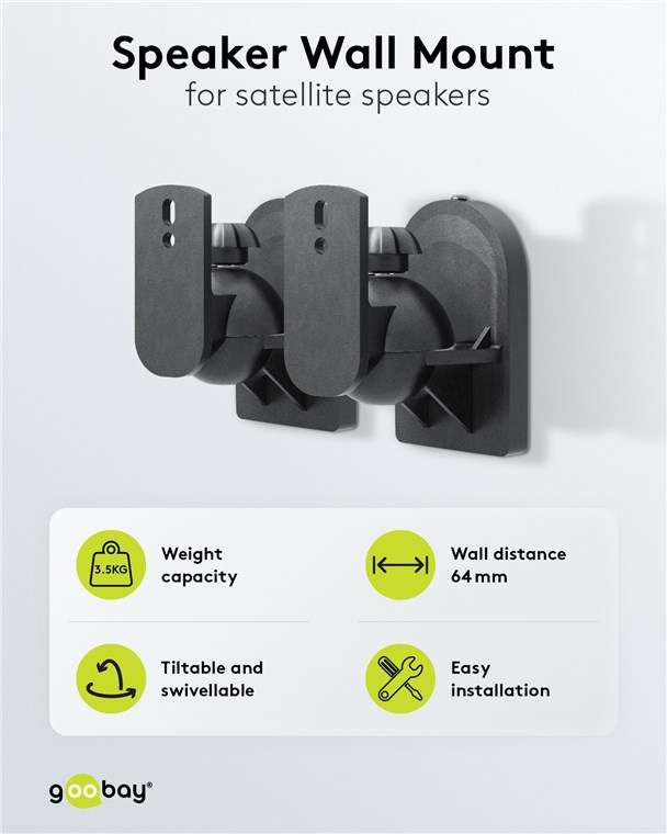 Goobay Universal Speaker Mount with Swivel and Tilt - Black