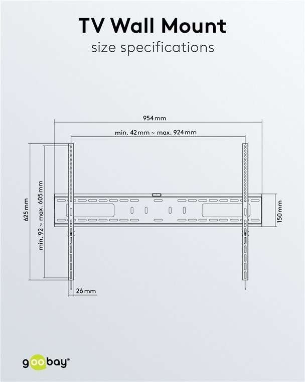 Goobay TV Wall Mount Pro FIXED (XL) for TV Sets from 43" to 100" up to 75kg