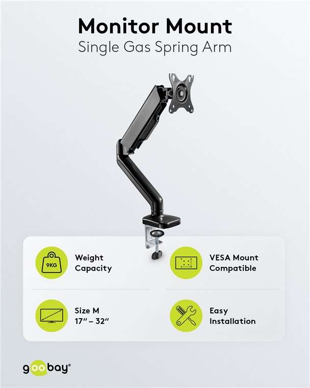 Goobay Monitor Mount with Gas Spring for monitors between 17" and 32"