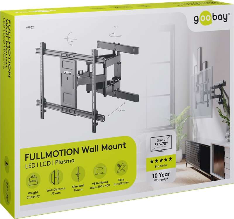 Goobay TV wall mount Pro FULLMOTION (L) for TVs from 37" to 70" up to 60kg