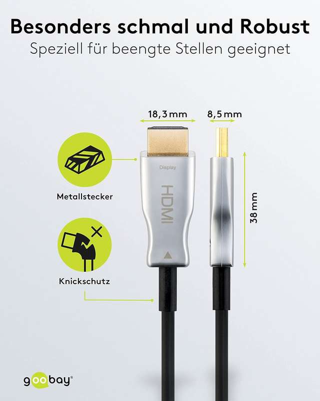 Goobay Optical Hybrid HDMI (AOC) 10m Cable with Ethernet (4K@60Hz)