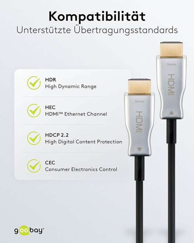 Goobay Optical Hybrid HDMI (AOC) 10m Cable with Ethernet (4K@60Hz)