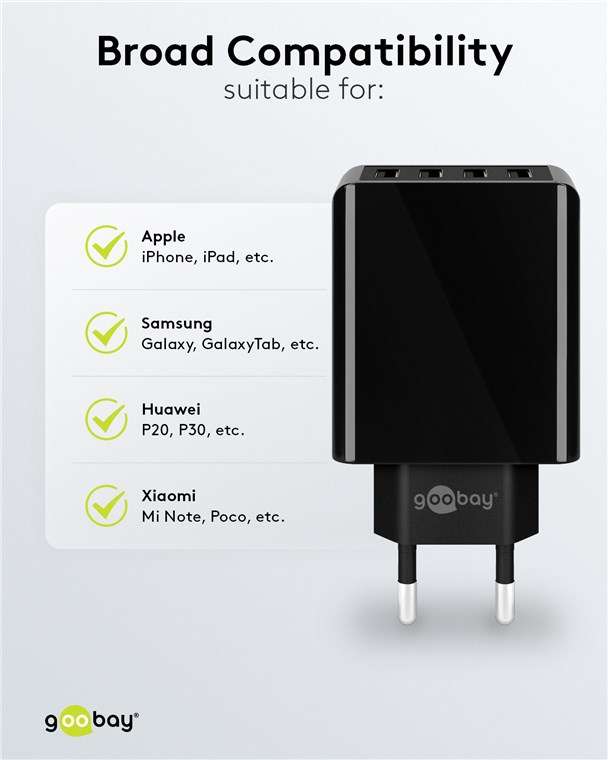 Goobay 30W 4-Port USB Charger - Black