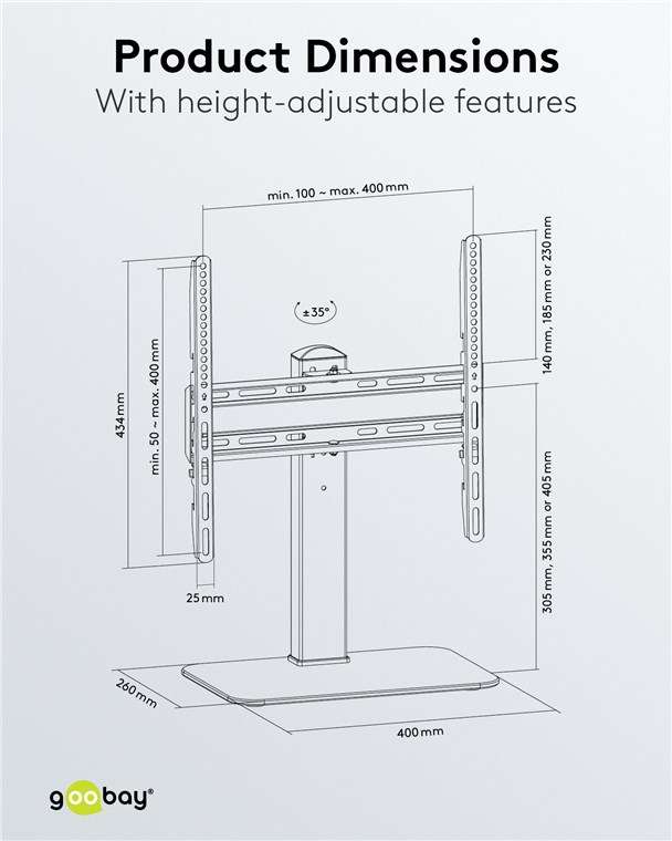 Goobay Tabletop TV Stand Basic Fix TVs and monitors between 32" and 55"