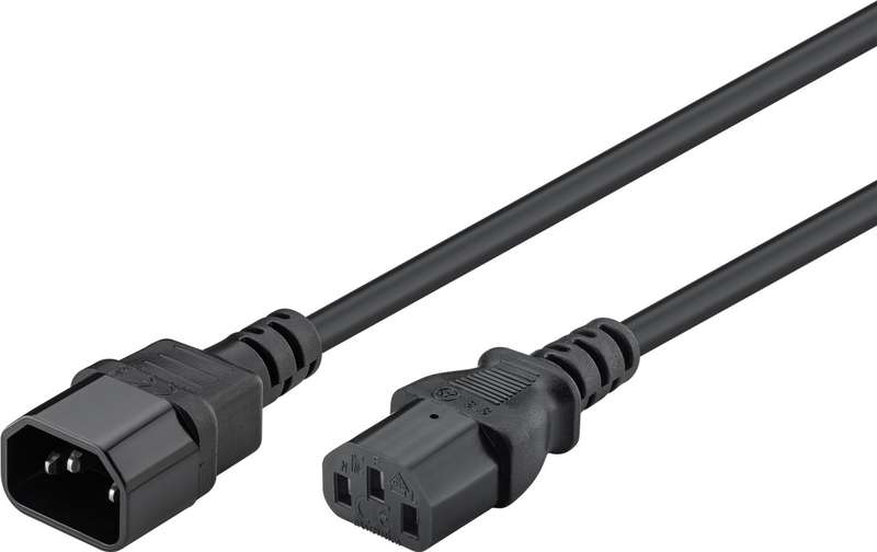Goobay Power Extension 2m Lead with C13 socket and C14 plug - Black