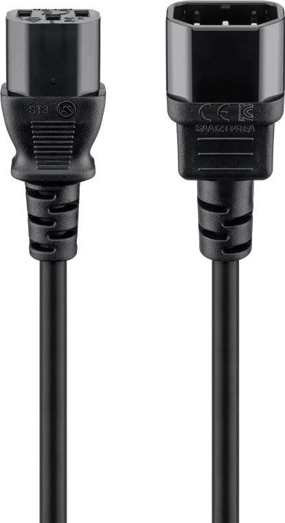 Goobay Power Extension 2m Lead with C13 socket and C14 plug - Black