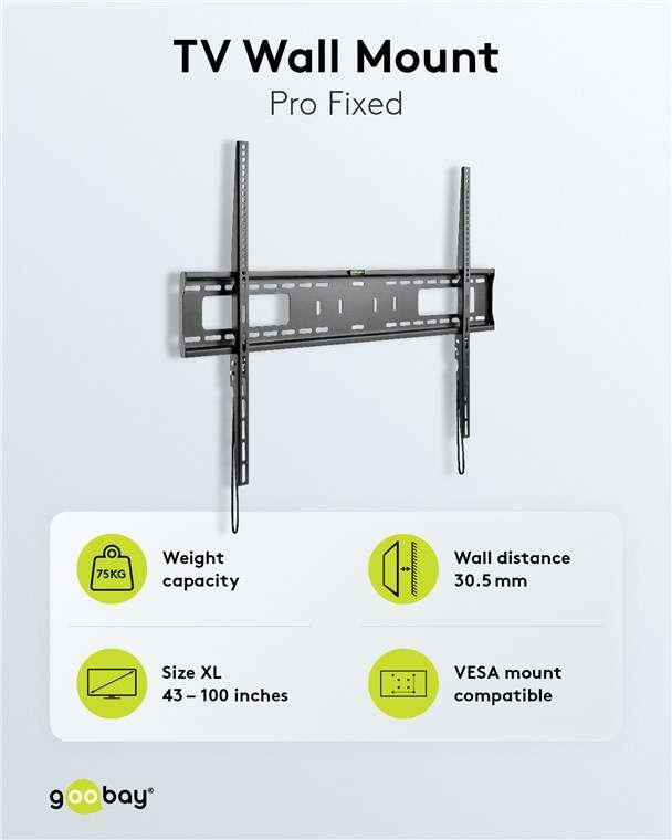 Goobay TV Wall Mount Pro FIXED (XL) for TV Sets from 43" to 100" up to 75kg