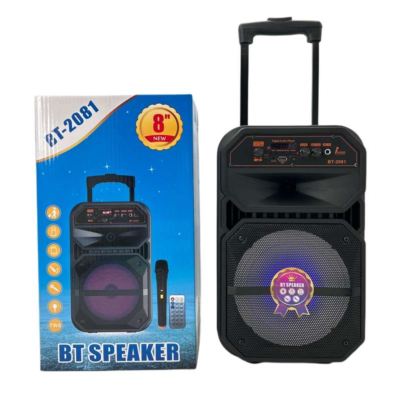 BT-2081 Bluetooth 8" Speaker W/Mic+Remote