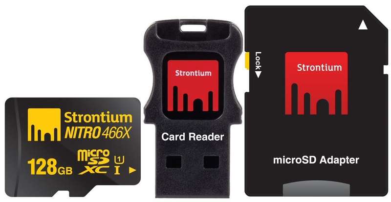 Strontium 128GB Nitro Micro SDHC 466X UHS-1 Card with Adaptor