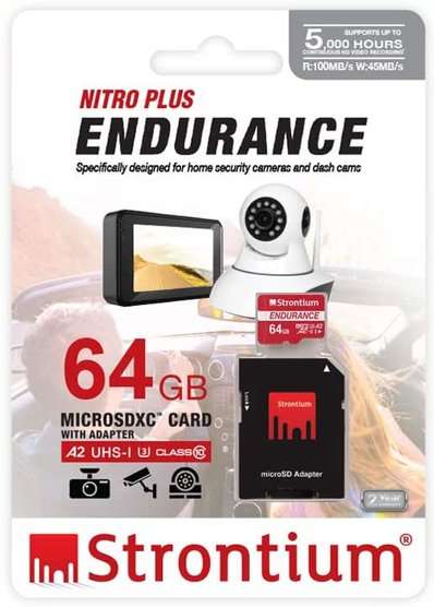 Strontium 64GB Nitro Plus Endurance A2 Micro SD Card