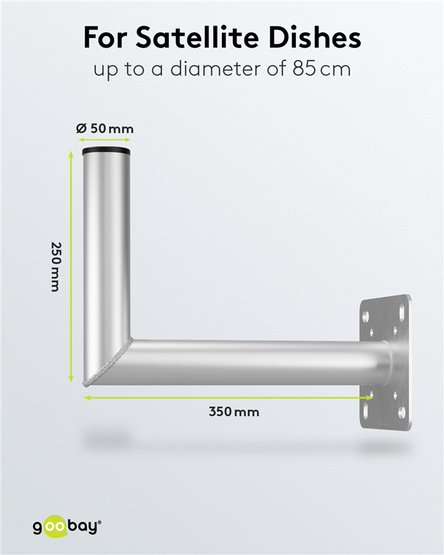 Goobay Aluminium Satellite Dish Wall Mount, 350 mm Wall Distance